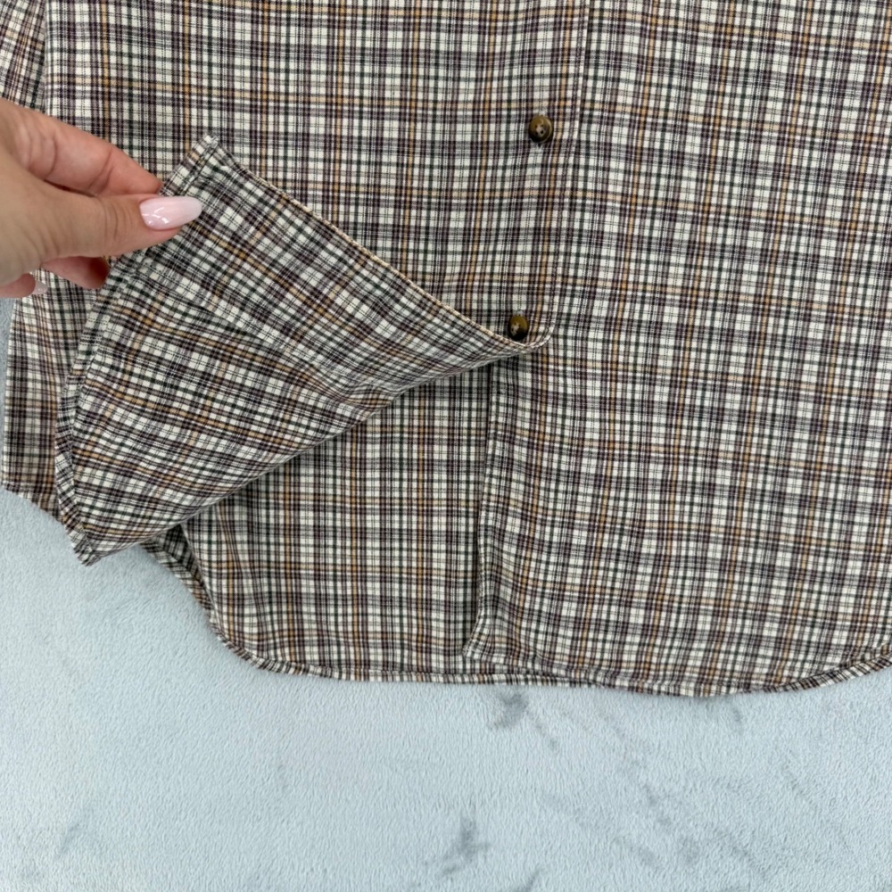 Vintage Abercrombie & Fitch Brown Plaid Cotton Button Down Shirt Womens Size L - Picture 7 of 14